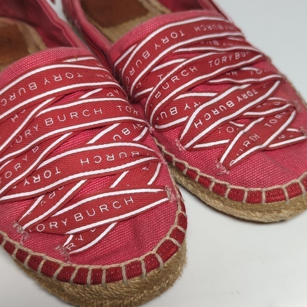 Tory Burch Azalea Logo grosgrain Espadrille flat shoes women's size 7 - Picture 15 of 16